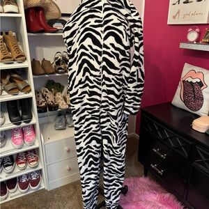 Zebra Print Footed Pajamas